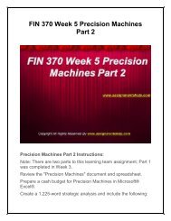 FIN 370 Week 5 Precision Machines Part 2