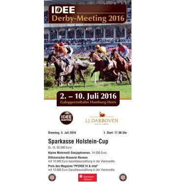 Derby-Meeting 2016 - Rennprogramm 05.07.2016 - Renntag 3