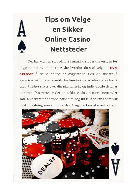 Tips om Velge en Sikker Online Casino Nettsteder