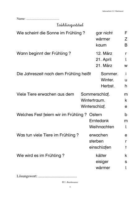 29. Woche WT: Auf den Spuren des Frühlings I - Lehrerweb