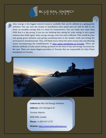 Find Best Solar Panel Installation In Toronto