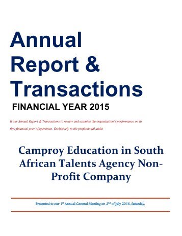 Cesata NPC 1st Annual Report