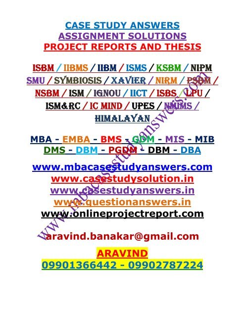 IIBM CASE STUDY SOLUTIONS &amp; MULTIPLE ANSWERS 9901366442