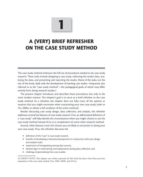 Brief Refresheer on the Case study method