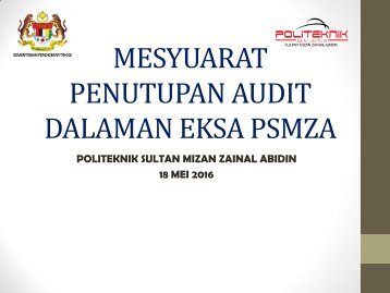 MESYUARAT PENUTUPAN AUDIT DALAMAN EKSA PSMZA