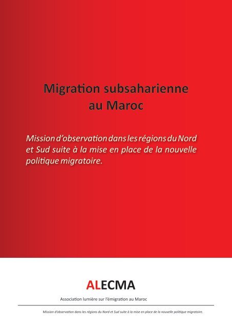 Migration subsaharienne au Maroc ALECMA