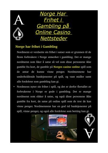 Norge Har Frihet i Gambling på Online Casino Nettsteder