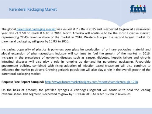 Parenteral Packaging Market Will hit at a CAGR of 11.2% from 2016 to 2026