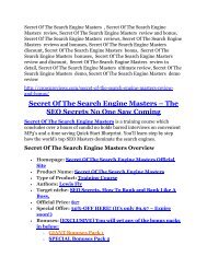 2Secret Of The Search Engine Masters Review - Secret Of The Search Engine Masters +100 bonus items