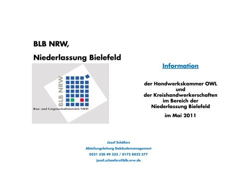 BLB NRW, Niederlassung Bielefeld - Kreishandwerkerschaft Lippe