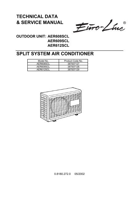 technical data & service manual split system air conditioner