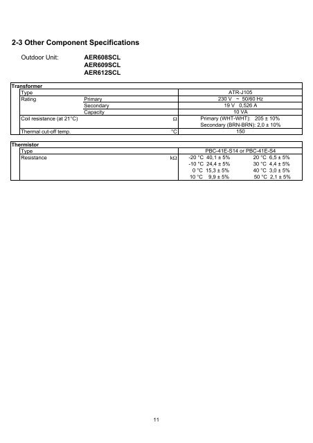 technical data & service manual split system air conditioner