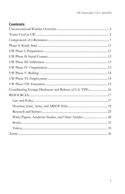 Unconventional Warfare Pocket Guide