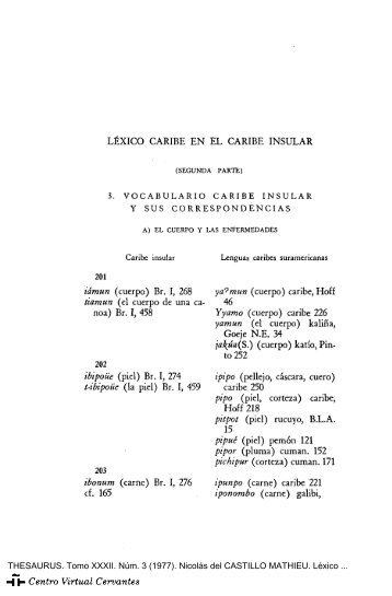 Léxico caribe en el Caribe insular - Centro Virtual Cervantes