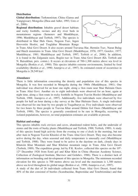 Summary Conservation Action Plans for Mongolian Reptiles and ...