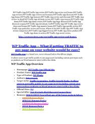 WP Traffic App Review - 80% Discount and $26,800 Bonus