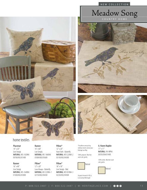 Heritage Lace Home Catalog