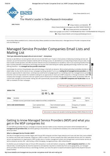 Managed service provider companies database