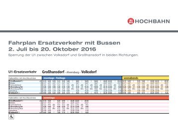 Fahrplan: Ersatzverkehr mit Bussen zwischen Volksdorf und Großhansdorf