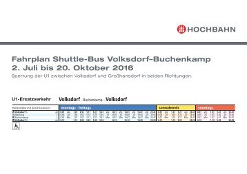 Fahrplan: Ersatzverkehr mit einem Shuttle-Bus zwischen Volksdorf und Buchenkamp