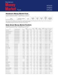 State Street Money Market Portfolio Henderson Money Market Fund