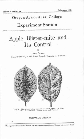 Apple Blister-mite and Its Control