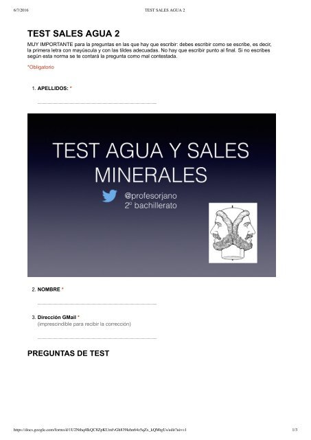 TEST SALES AGUA 2 - Formularios de Google
