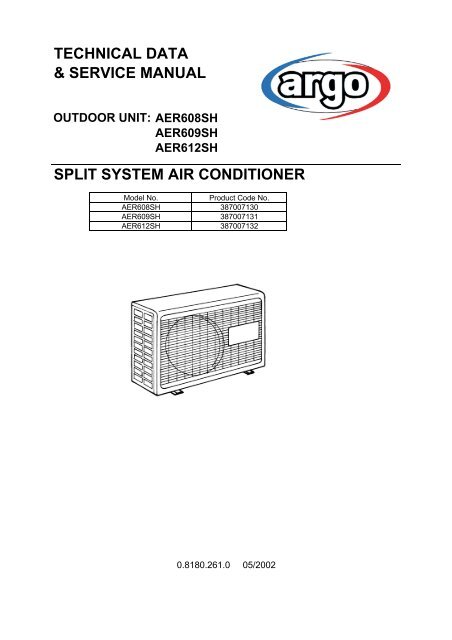 technical data & service manual split system air conditioner