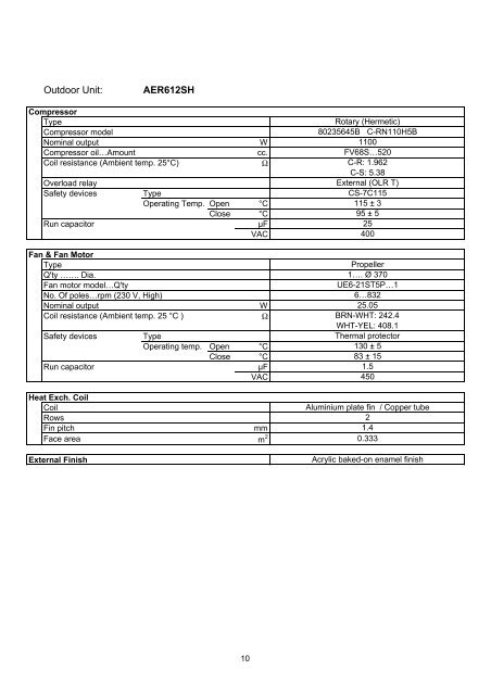 technical data & service manual split system air conditioner