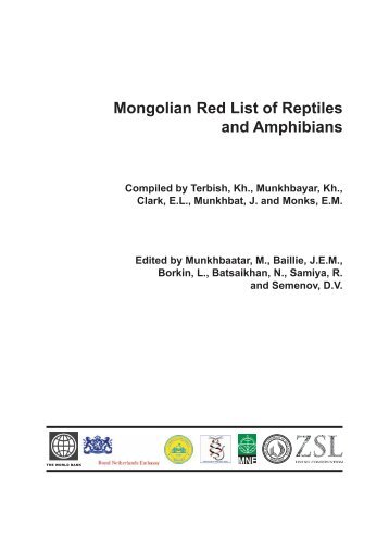 Mongolian Red List of Reptiles and Amphibians - Web - Zoological ...