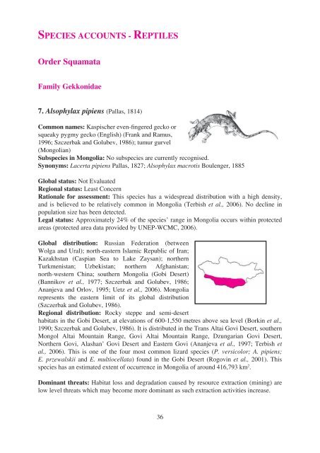 Mongolian Red List of Reptiles and Amphibians - Web - Zoological ...