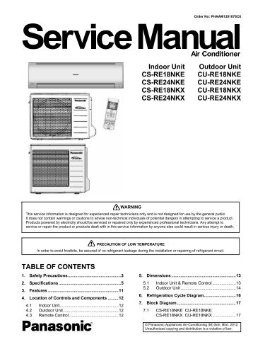 Indoor Unit Outdoor Unit CS-RE18NKE CS-RE24NKE CS ...