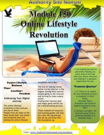 Module 150 Online Lifestyle Revolution