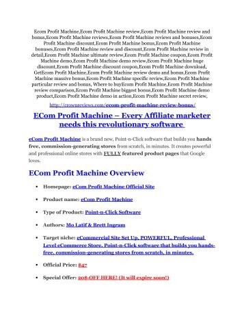 eCom Profit Machine review and eCom Profit Machine $11800 Bonus & Discount