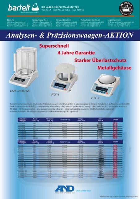 A&D - Analysen- & Präzisionswaagen