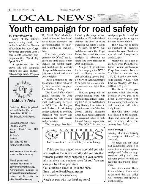 Caribbean Times 46th Issue - Thursday 7th July 2016