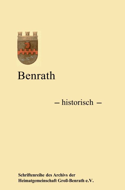 Benrath Historisch Heft 8 - Heimatarchiv Benrath