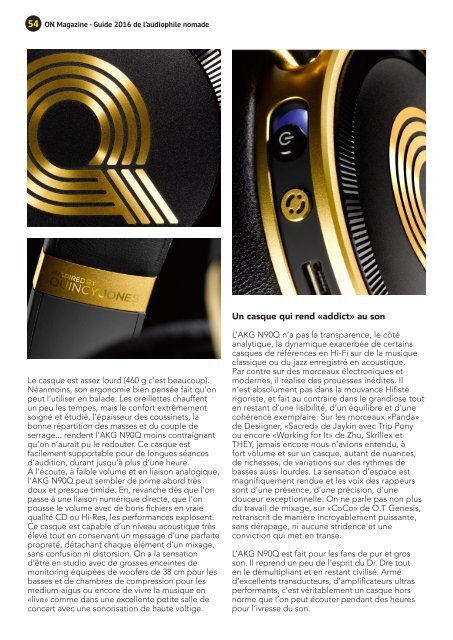 ON Magazine - Guide de l'audiophile nomade 2016