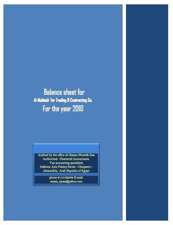 Balanse sheet 2010