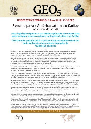 Resumo para a América Latina e o Caribe - UNEP