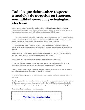 Todo lo que debes saber respecto a modelos de negocio en Internet