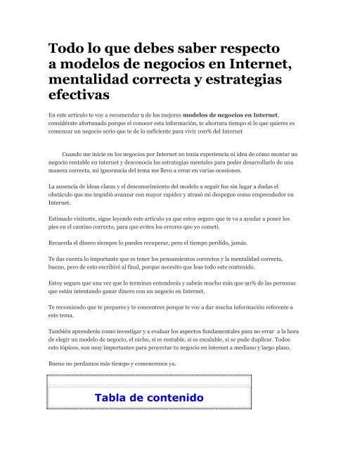 Todo lo que debes saber respecto a modelos de negocio en Internet