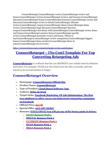 ConnectRetarget review- ConnectRetarget (MEGA) $21,400 bonus