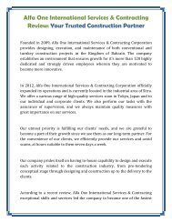Alfa One International Services & Contracting Review: Your Trusted Construction Partner