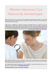 Effective Sebaceous Cyst Removal By Dermatologists