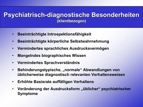 Geistige Behinderung - psychische Erkrankung - EVBZ Steinhöring