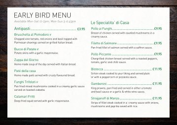 Early Bird Menu