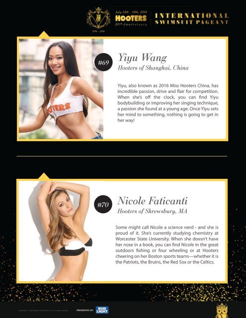 2016 Hooters International Bikini Pageant Program