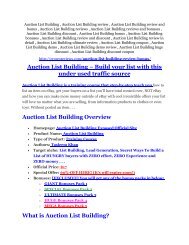 Auction List Building Review and GIANT $12700 Bonus-80% Discount