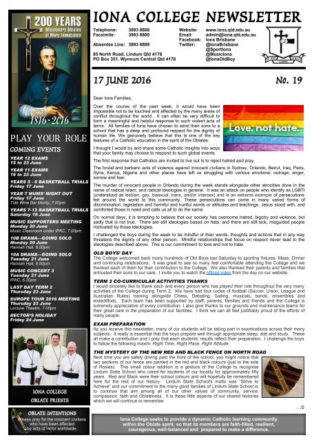IONA COLLEGE NEWSLETTER